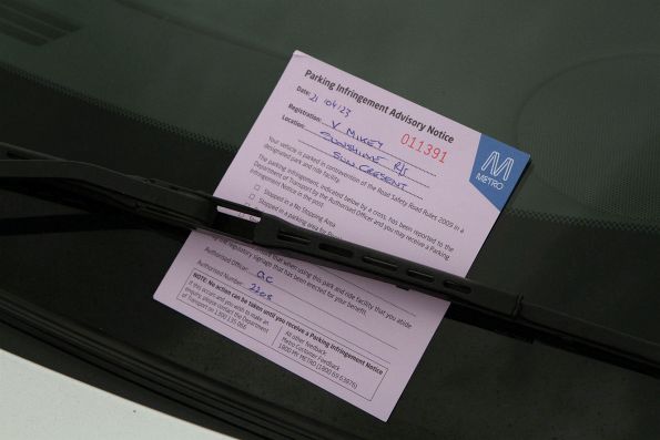 Illegally parked car in a railway station car park copped a ticket from Authorised Officers