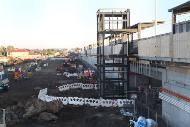 Lift shaft in place to platform 2 but nowhere near completed, and no sign of the permanent stairs