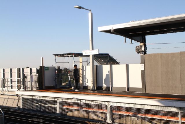 Scaffolding used to provide temporary stairs to up end of platform 2