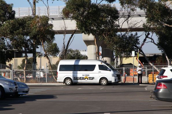 Silver Top maxi taxi waiting at Deer Park between running accessibility shuttles to Tarneit and Caroline Springs