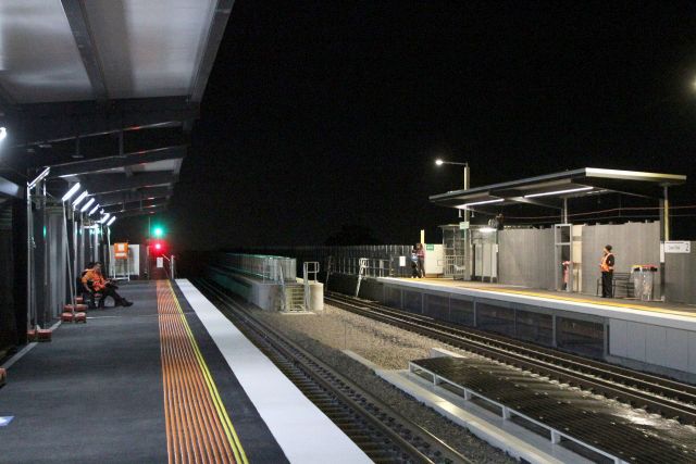 Security staff keep watch over both platforms at Deer Park station