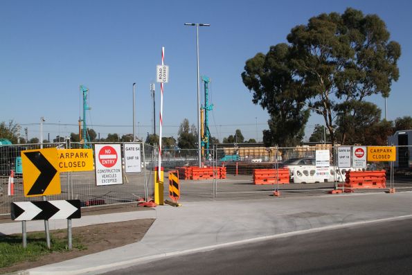 New driveway on Station Place providing access to the Melbourne Airport Rail work site on the east side of Sunshine station