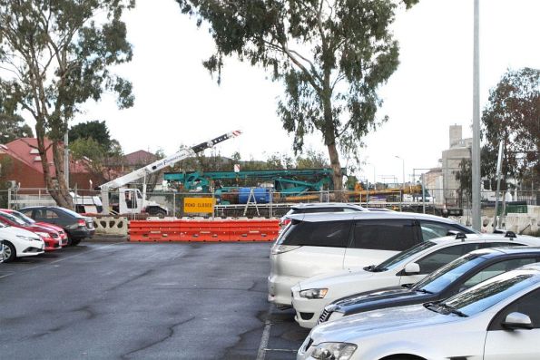 Final piling rig packed up and ready to be trucked away from the Melbourne Airport Rail work site at Sunshine station