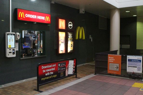 McDonald's serving window facing into the paid area at Box Hill