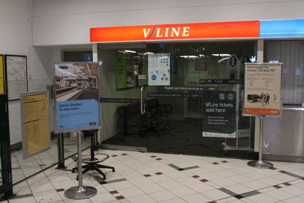 1990s V/Line branding still in use at the Box Hill ticket office