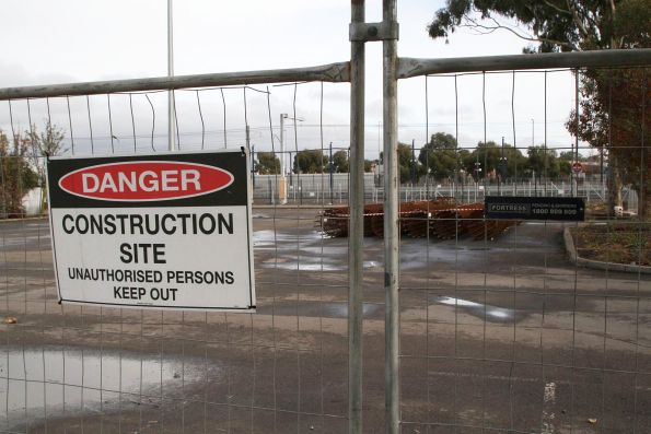 Unused steel reinforcing cages abandoned at the demobilised Sunshine station work site