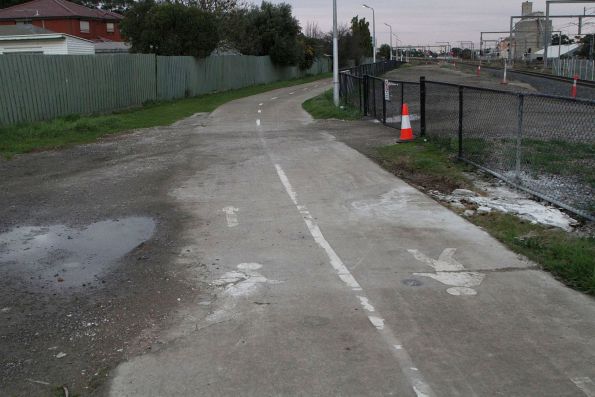 Surface of the Sunshine-Tottenham shared path torn up following Melbourne Airport Rail works