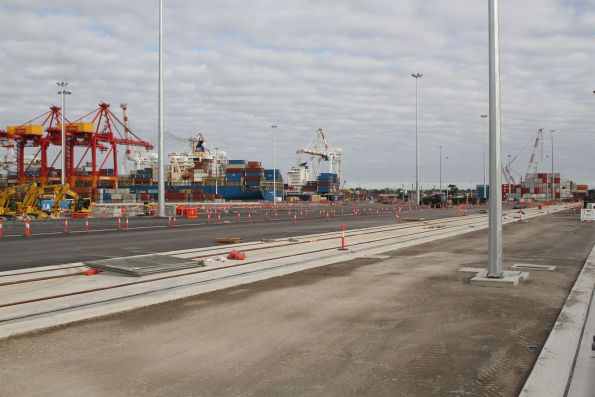 Completed pair of dual gauge sidings at the Coode Road rail terminal