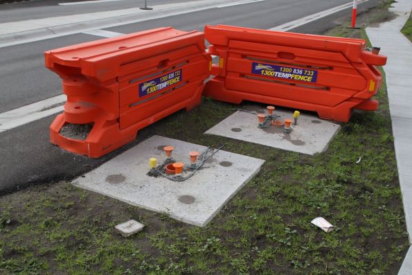 Flashing lights and boom barriers yet to be installed at the new level crossing between Intermodal Way and the Coode Road rail terminal siding