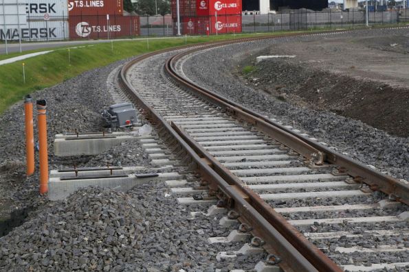 Active common rail transfer on the new southern leg of the triangle, connecting the Swanston Dock sidings to Appleton Dock