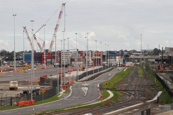 Looking west towards the new level crossing between Intermodal Way and the Coode Road rail terminal siding