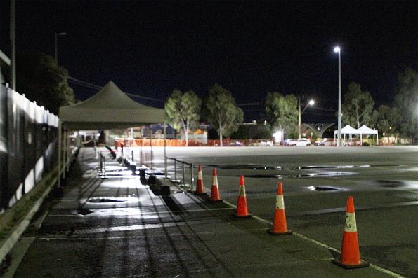 Sun Crescent car park at Sunshine station turned into a rail replacement bus interchange, but the buses aren't using it tonight