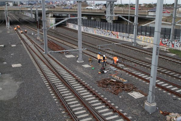 Installing point motors to the crossovers at the up end of West Footscray