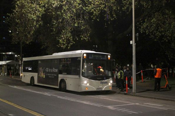 Dysons bus #192 0930AO on a Sunbury rail replacement service on William Street at Flagstaff Gardens