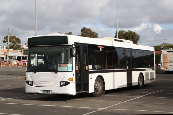 Transporter Rail bus BS03JP between runs at Sunshine station