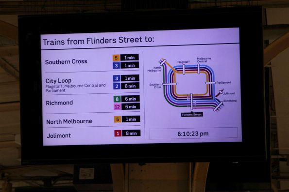 'Trains from Flinders Street to' screen now using the correct network map colours