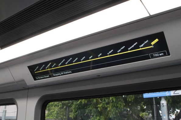 Sunbury line service displayed on the PIDS onboard a HCMT