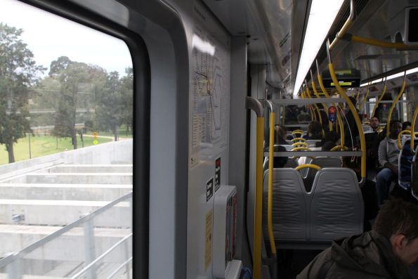 Passengers carrying HCMT service on the Sunbury line passes the Metro Tunnel portal at South Kensington