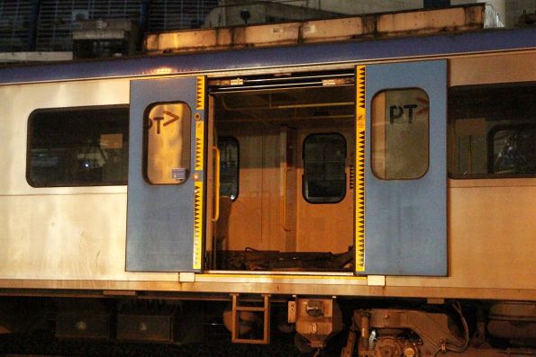 Damaged pantograph from Siemens 750M stashed away inside the passenger saloon