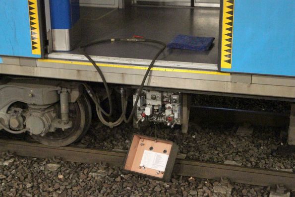 Emergency brake application tap connected to leading Siemens carriage 750M 