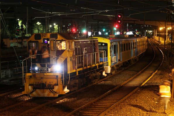 Y156 coupled up to disabled Siemens set 772M-2536T-771M at Richmond Junction