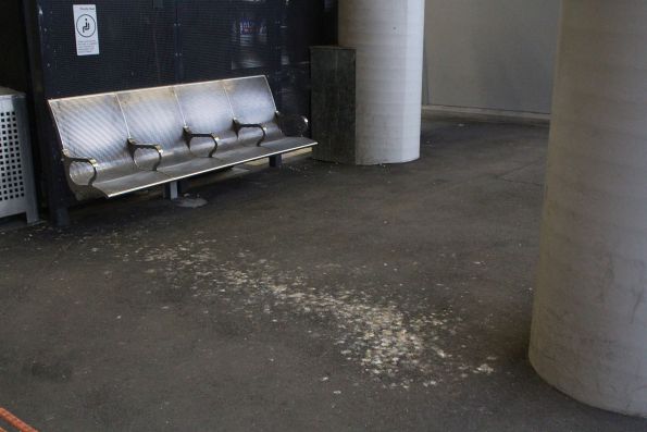 Bird poo covers Sunshine platform 3 thanks to a poorly designed roof providing the perfect home for birds