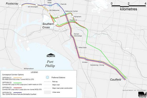 Figure 4-1 Melbourne Metro corridor options