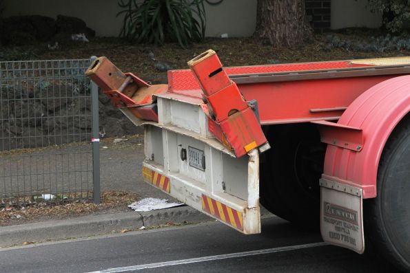 Beat up container twistlocks on the truck that hit the Napier Street bridge