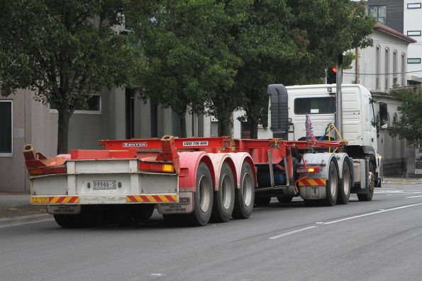 Beat up container twistlocks on the truck that hit the Napier Street bridge