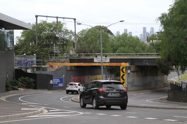 Road traffic back to normal beneath the Napier Street bridge in Footscray