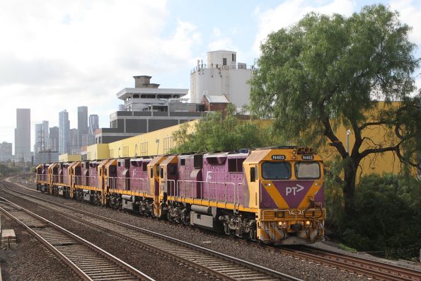 N463 leads N466, N455 and N464 past South Kensington bound for a new life with SSR at Tottenham Yard, with N467 bringing up the rear