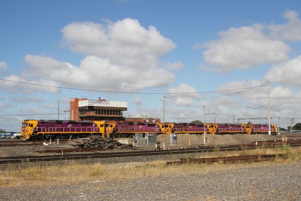 V/Line's N467 trailing N463, N466, N455 and N464 on arrival at Tottenham Yard for their new life running freight trains with SSR