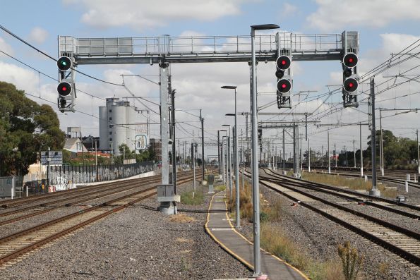 New signals WFY743, WFY741 and WFY739 at the down end of West Footscray