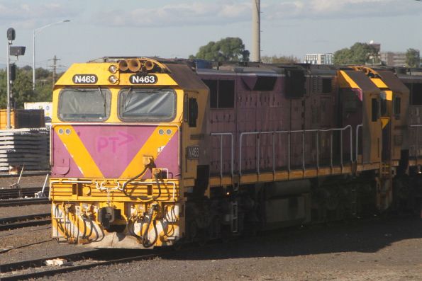 V/Line and PTV branding stripped from N463 at Tottenham Yard