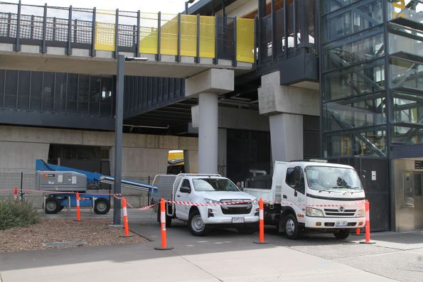 Vercon Construction Group install bird spikes on the east end of the Sunshine station concourse