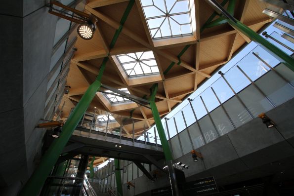 Atrium at Anzac station, bridge linking the two tram stop platforms