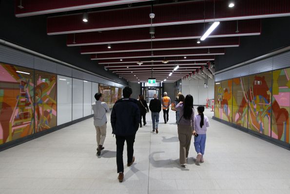 Albert Road end of the unpaid concourse at Anzac station