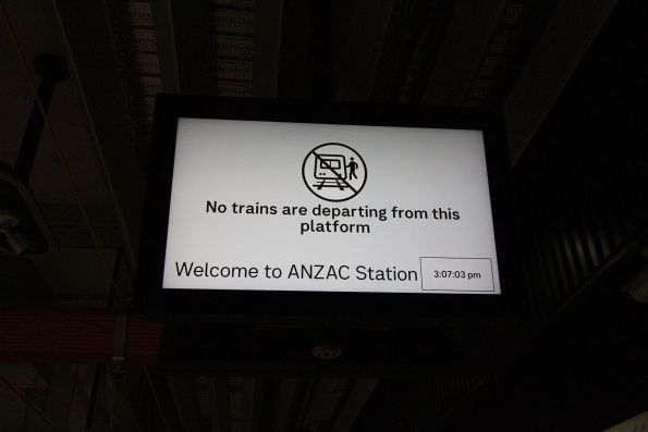 PIDS on the platform at Anzac station