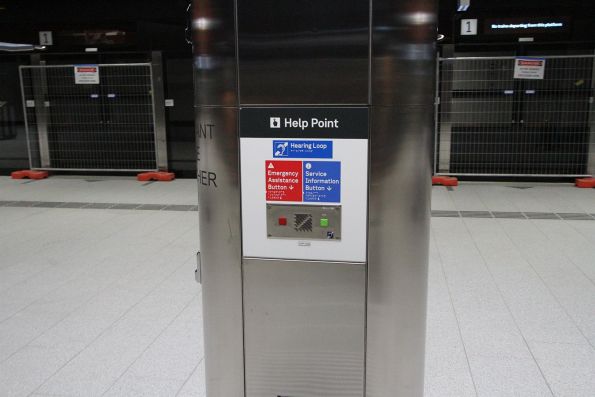 Customer help point on the platform at Anzac station