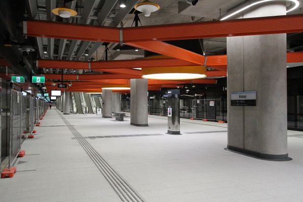 Platform level at Anzac station, looking north