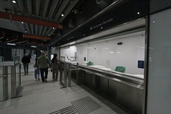 Customer service counter beside the Myki gates at Anzac station