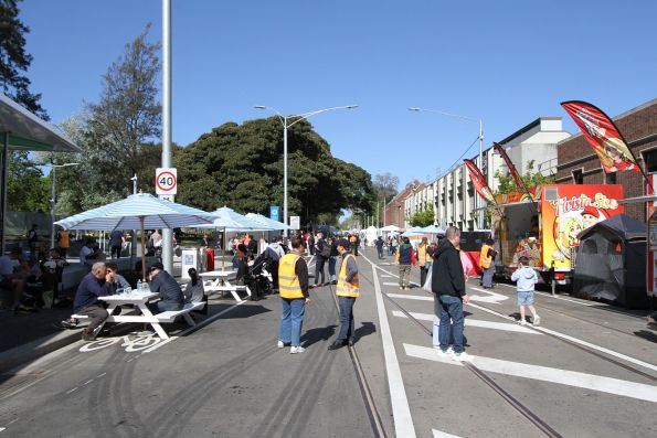 Food stalls along Domain Road for the Anzac station open day