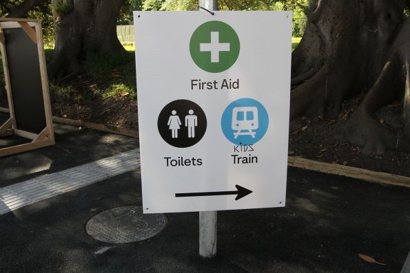 'Kids' clarification added to the train signage at the Anzac station open day