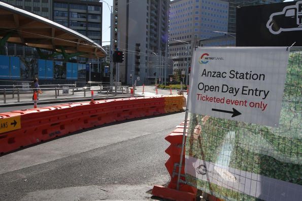 Anzac station open day signage on St Kilda Road