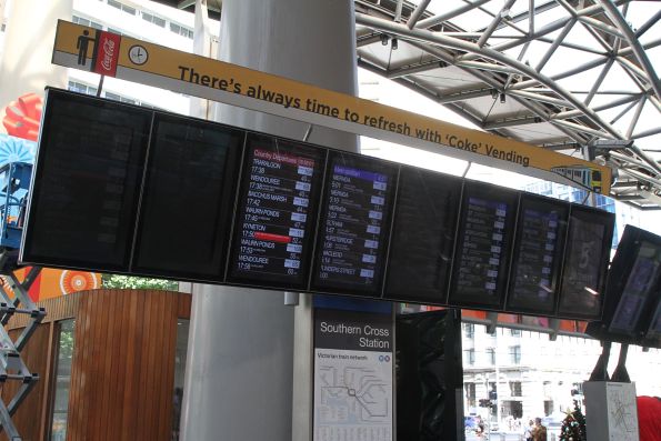 Three out of seven next train displays out of service due to overheating at Southern Cross Station