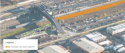 Image showing the location of proposed new station platform at West Footscray station, ton the Cross St side