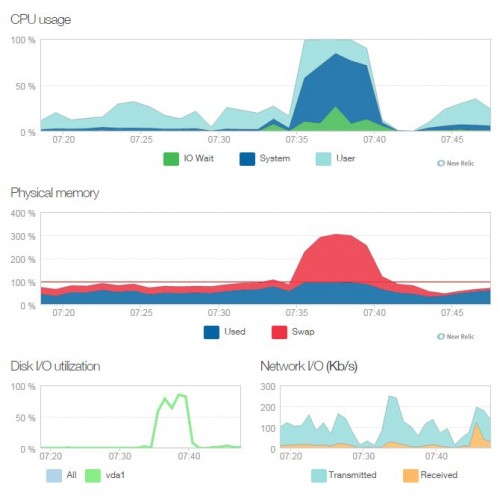 Server statistics logged by New Relic