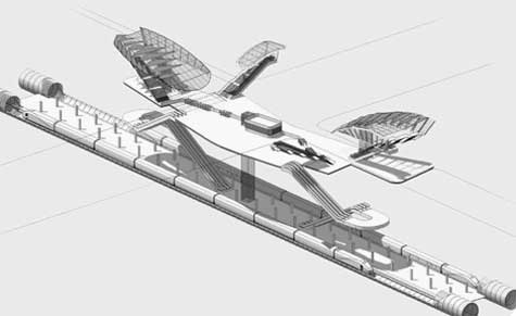 Parkville station cutaway view, looking north-west