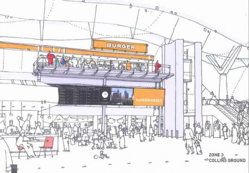 An artist's impression of Southern Cross Station's new retail precinct, at the Collins Street entrance