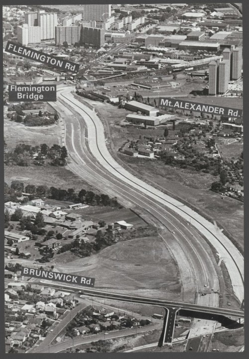 Tullamarine Freeway between the Brunswick Road and Flemington Road interchange - 1969 view (SLV Accession: H2004.101/287)